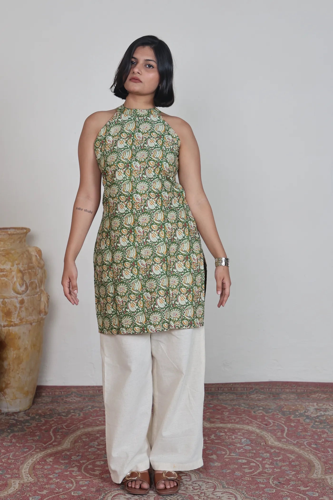 Vaishnavi High Neck Open Back Kurti